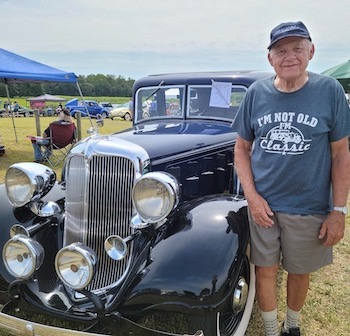 Classic person with his car