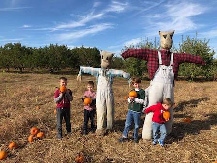 kids and scarecrows